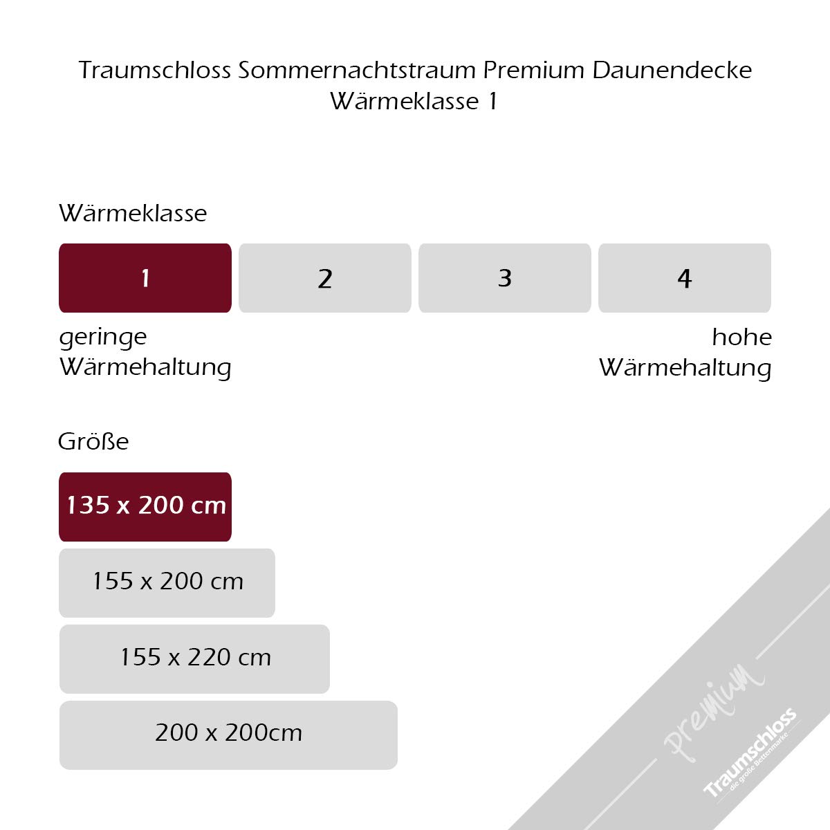 Traumschloss Sommer Daunenbettdecke - 100% Gänsedaunen, 135x200cm, Leicht & Kühl