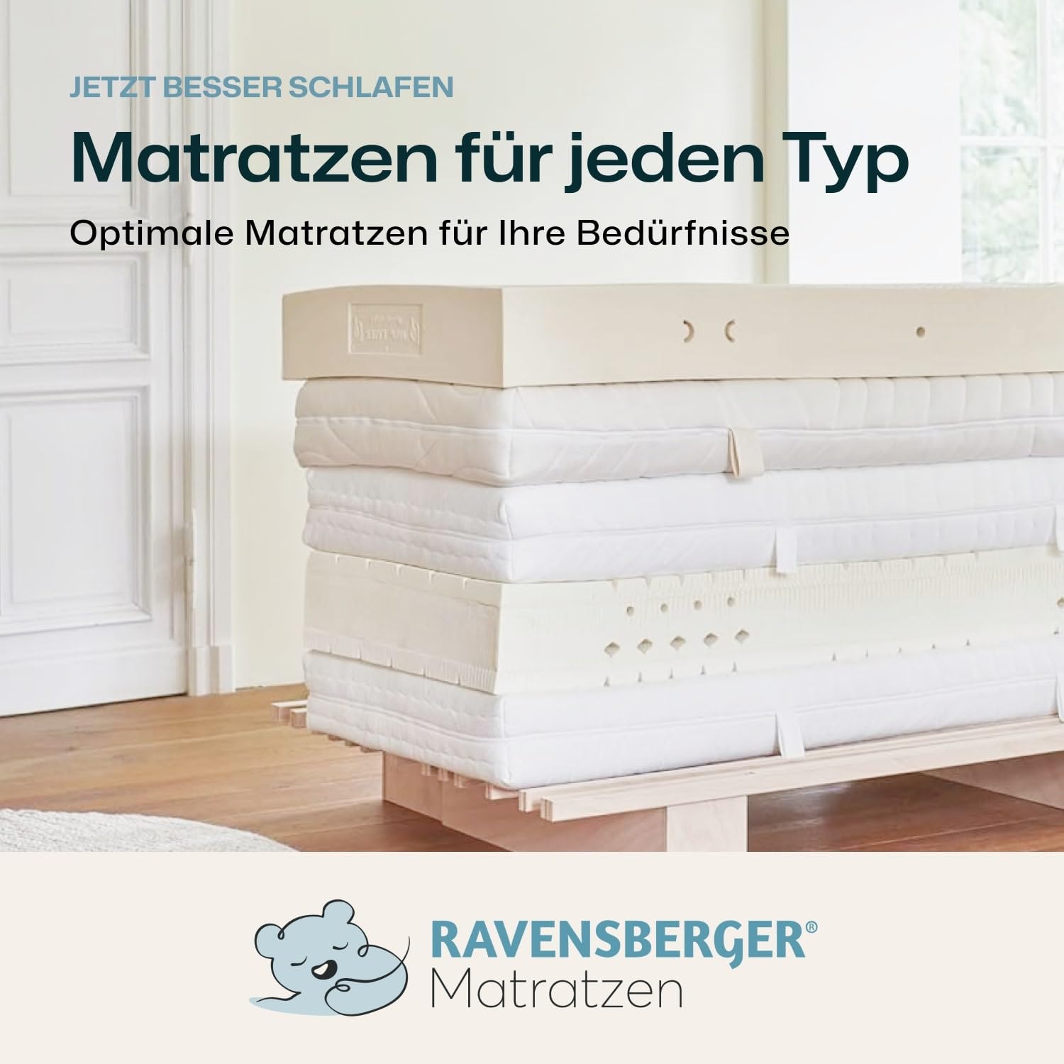 RAVENSBERGER Kinder- und Jugendmatratze Softwelle - Härtegrad H1/H2, weich - 90 x 200 cm, Höhe 16 cm - 7-Zonen Kaltschaummatratze mit Funktionsbezug, allergikerfreundlich