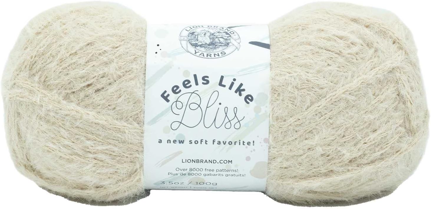 Lion Brand Feels Like Bliss Sand Dollar 153-099 (3-Skeins - Same Dye Lot) Chunky Bulky #5 Nylon Yarn for Crocheting and Knitting with Project Bag