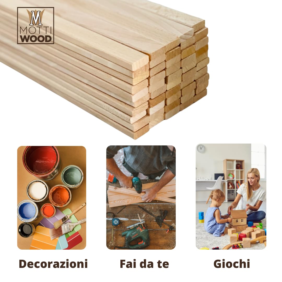 Listones de madera de haya natural, para trabajos artesanales, extra largos, para arte, proyectos de bricolaje y niños, 57 x 1,9 x 0,7 cm (100)