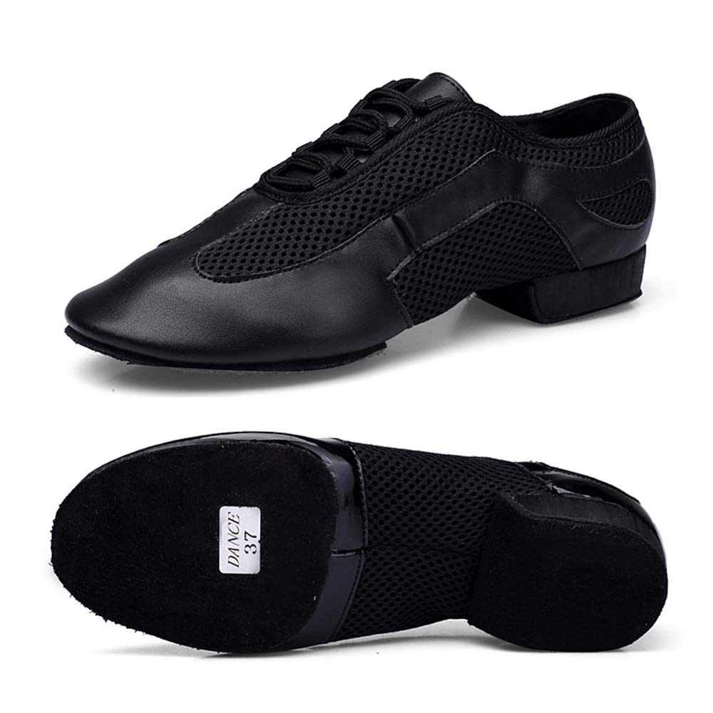 Scarpe da Ballo Latino Americano in Pelle Donna Tessuto Rete Suola Divisa Scarpe de Danza Classica Tacco Basso
