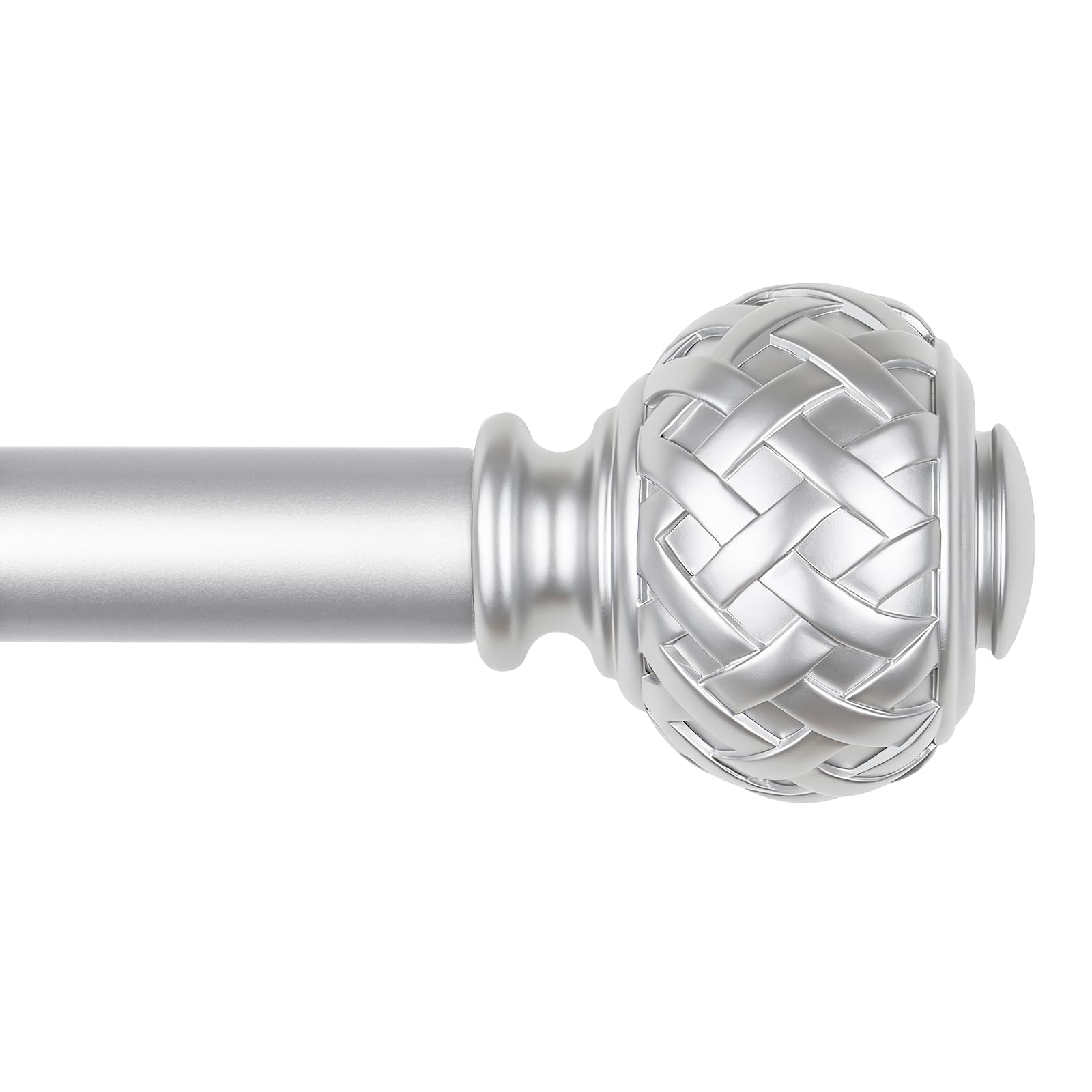 Photo 1 of TONIAL Silver Curtain Rod 32 to 144 Inches, 7/8 Adjustable Curtain Rods for Windows 20 to 140 Inches, Splicing Drapery Rods Decorative with Netted Texture Finials