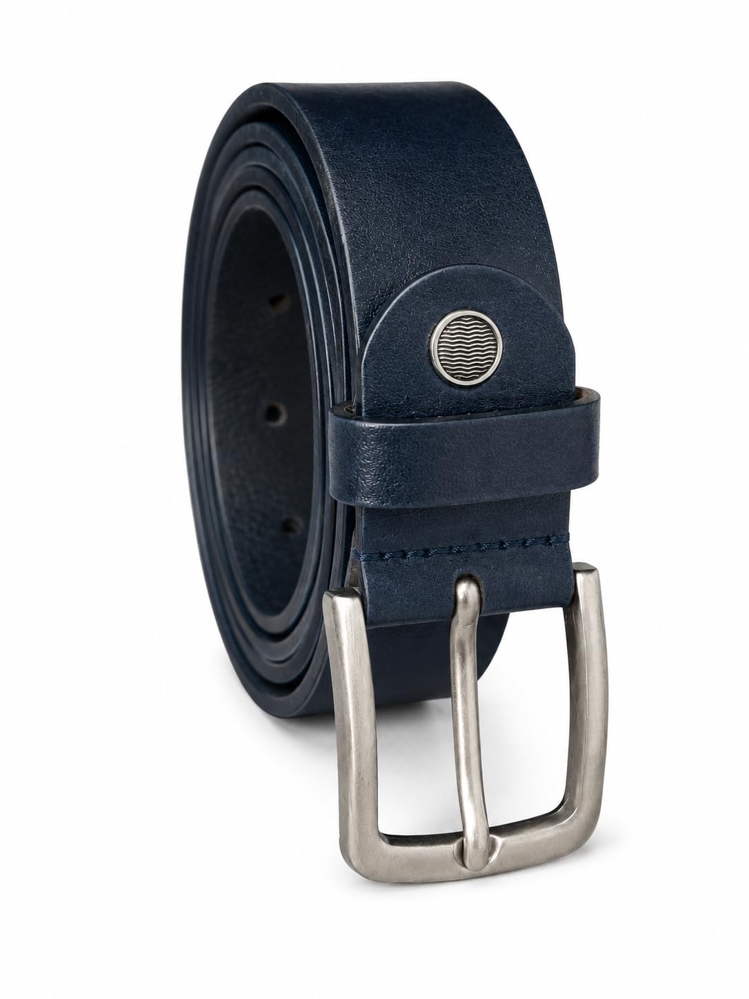 Premium Men's Belt with Textured Leather Finish | Casual, Formal Wear | Strong Metal Buckle | Blue Black, Tan & Brown Colors | Fits Waist Up to 44 Inches-picture-38