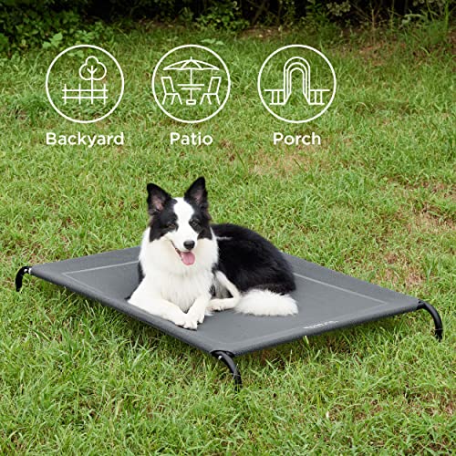 Bedsure-Large-Elevated-Cooling-Outdoor-Dog-Bed-Raised-Dog-Cots-Beds-for-Large-Dogs-Portable-Indoor-Outdoor-Pet-Hammock-Bed-with-Skid-Resistant-Feet-Frame-with-Breathable-Mesh-Grey-49-inches