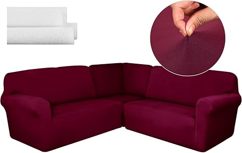 Breling 3 fundas de sofá en forma de L para sofá de esquina seccional, elásticas, lavables de 5 asientos, fundas para sofá seccional, protector de