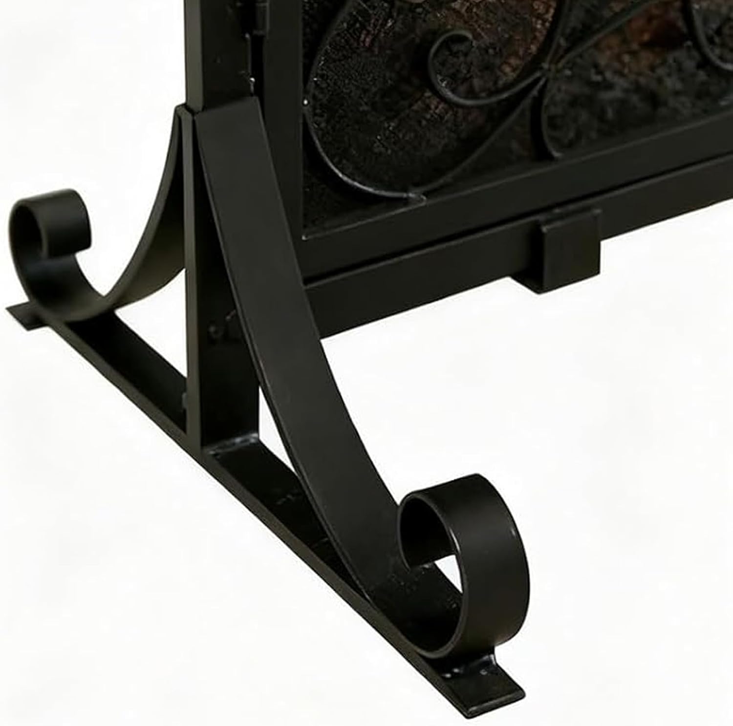 JKGHK Flat Fireplace Screen with Doors, Flat Guard Black Metal Furnace Fireguards Mesh, Free Standing Spark Guard with Handle, Fireplace Cover for Living Room, Pet Safety