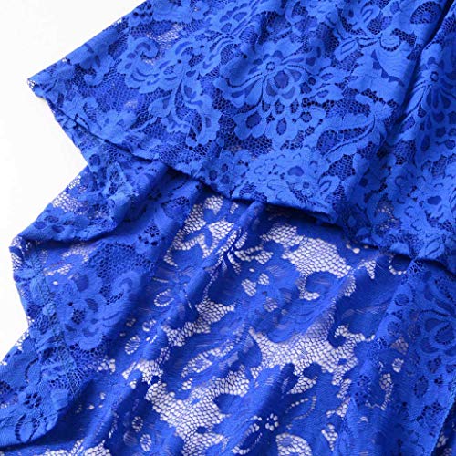 DEATU Princess Dress Women Vintage Floral Cute Lace Cocktail Neckline Ladies Party Swing Sleeveless Dress (S, C-Blue)