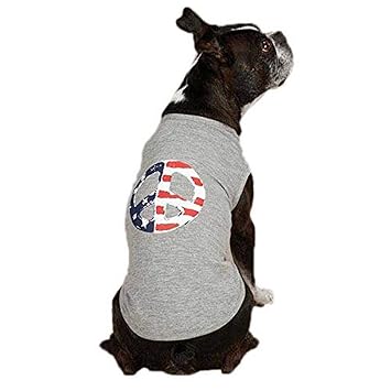 Casual Canine ZM3072 24 11 Americana Peace Flag Tank for Dogs, X-Large, Gray