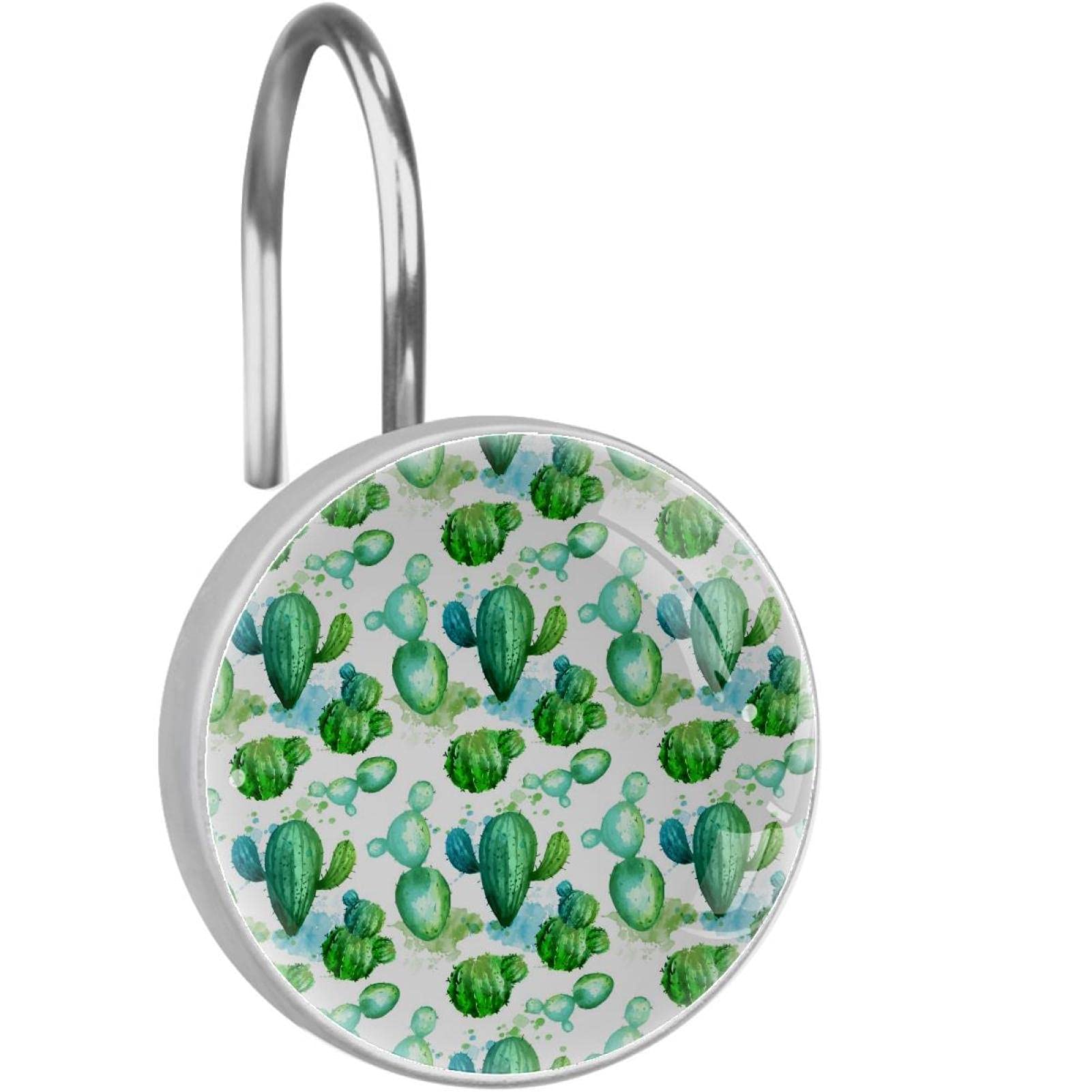 Crochets rideau de douche cactus lot de 12 anneaux acier inoxydable salle de bain