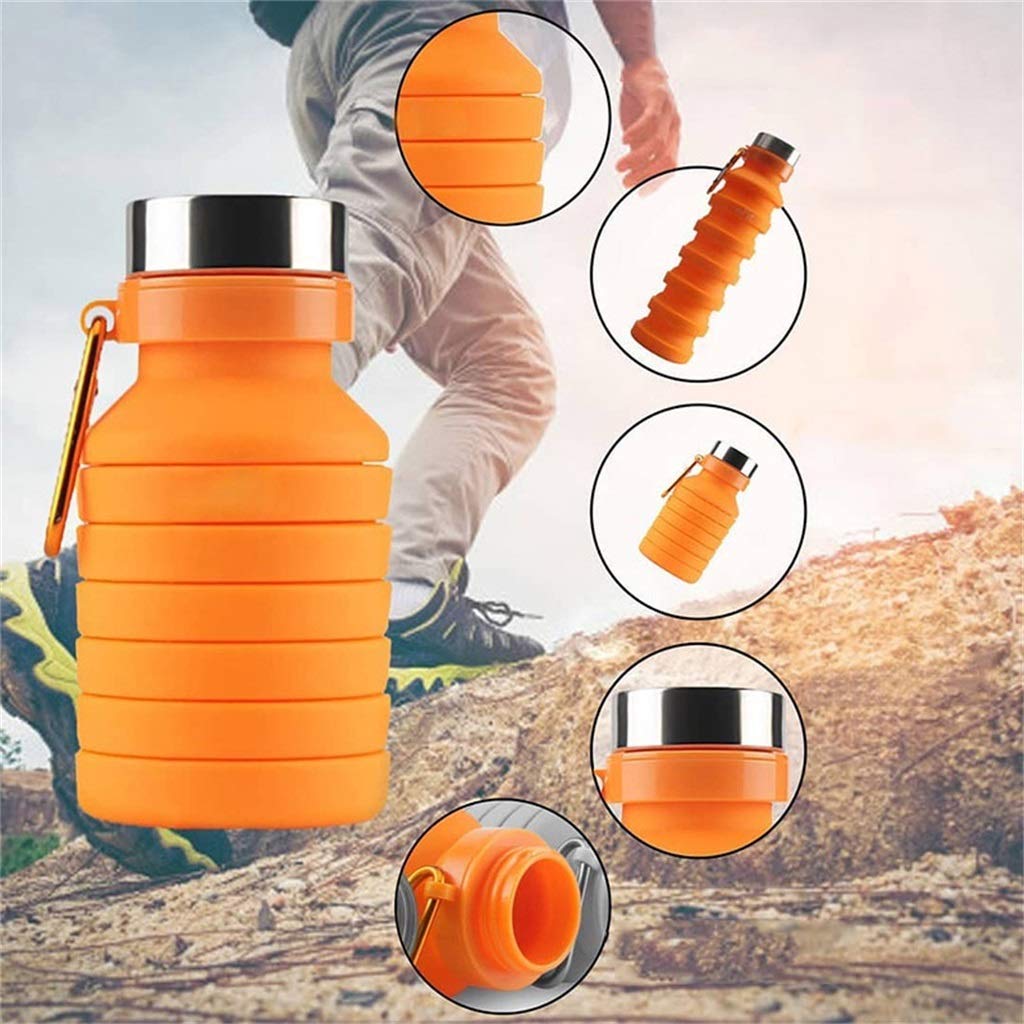 Faltbare Wasserflasche, Anti-Fall Kieselgel Sportschale Draussen Tragbar Doppelter Zweck 550 Ml (4 Farben)