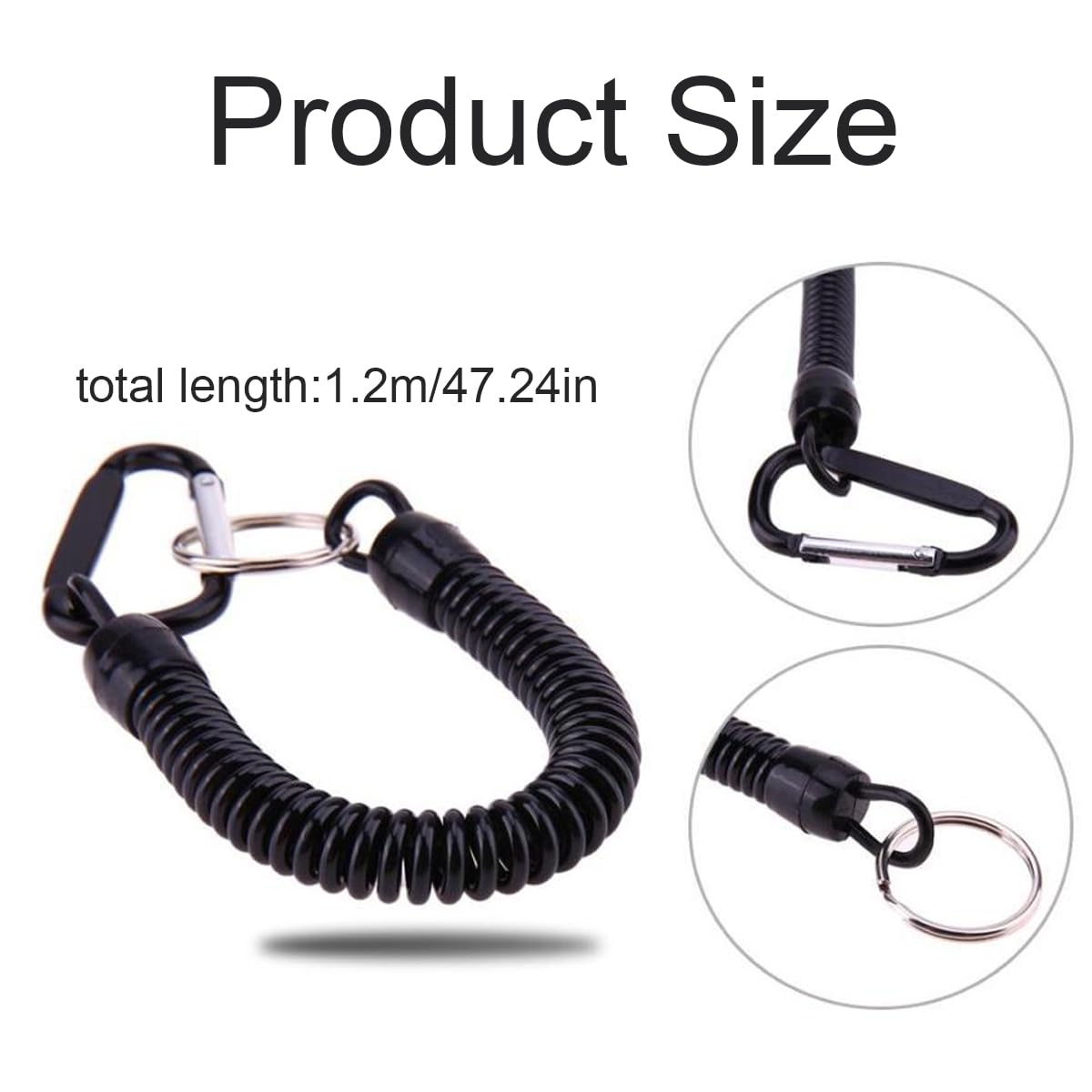 5 Portachiavi Elastici A Spirale Con Moschettoni – Cordino Retrattile Da 25 Cm A 120 Cm Per Pesca E Outdoor