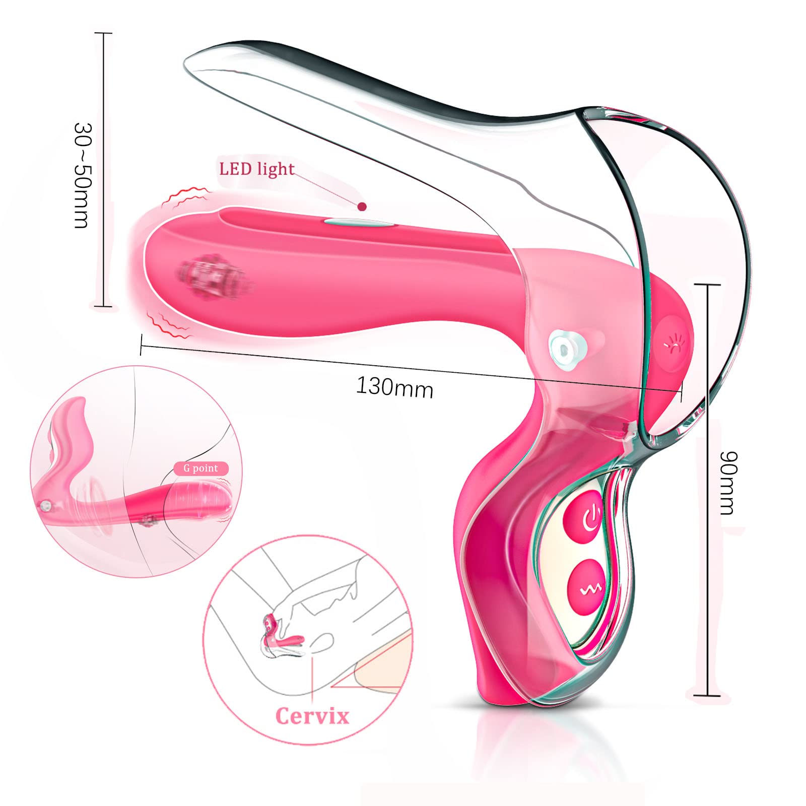 Vagina Anal Spekulum G Punkt Vibrator Mit Beleuchtungsfunktion Prostata Stimulator 10 Vibrationsmodi Analplug für sie Paare Frauen SM Sexspielzeug Rot