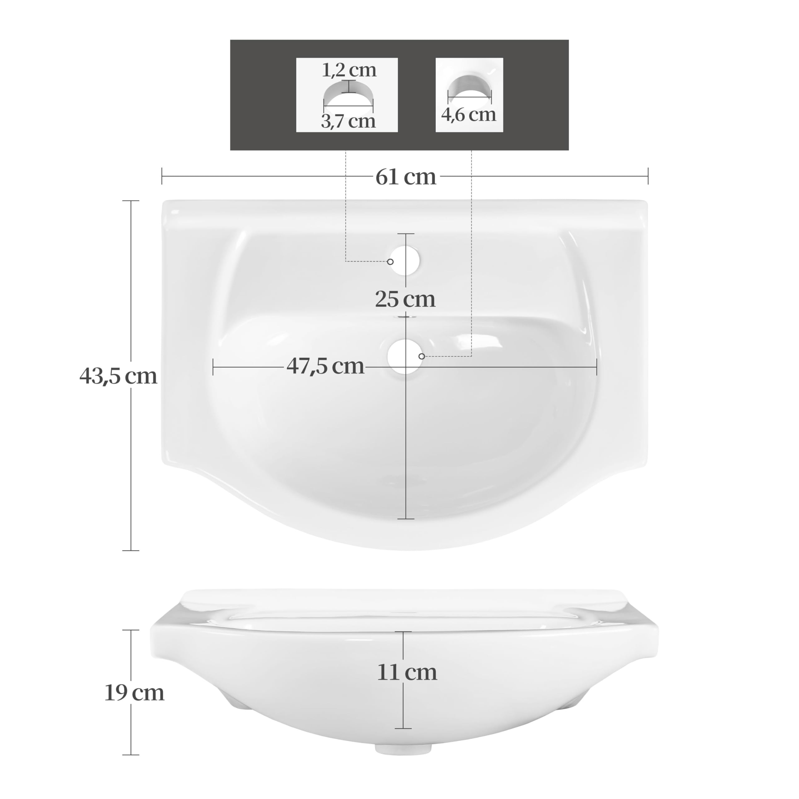 Yaheetech Waschbeckenunterschrank Badezimmerschrank Unterschrank mit Waschbecken Badmöbel 2er Set Badschrank Standschrank mit 2 Türen Waschtischunterbau Keramikbecken Hochglanz, 61 x 43,5 x 84 cm