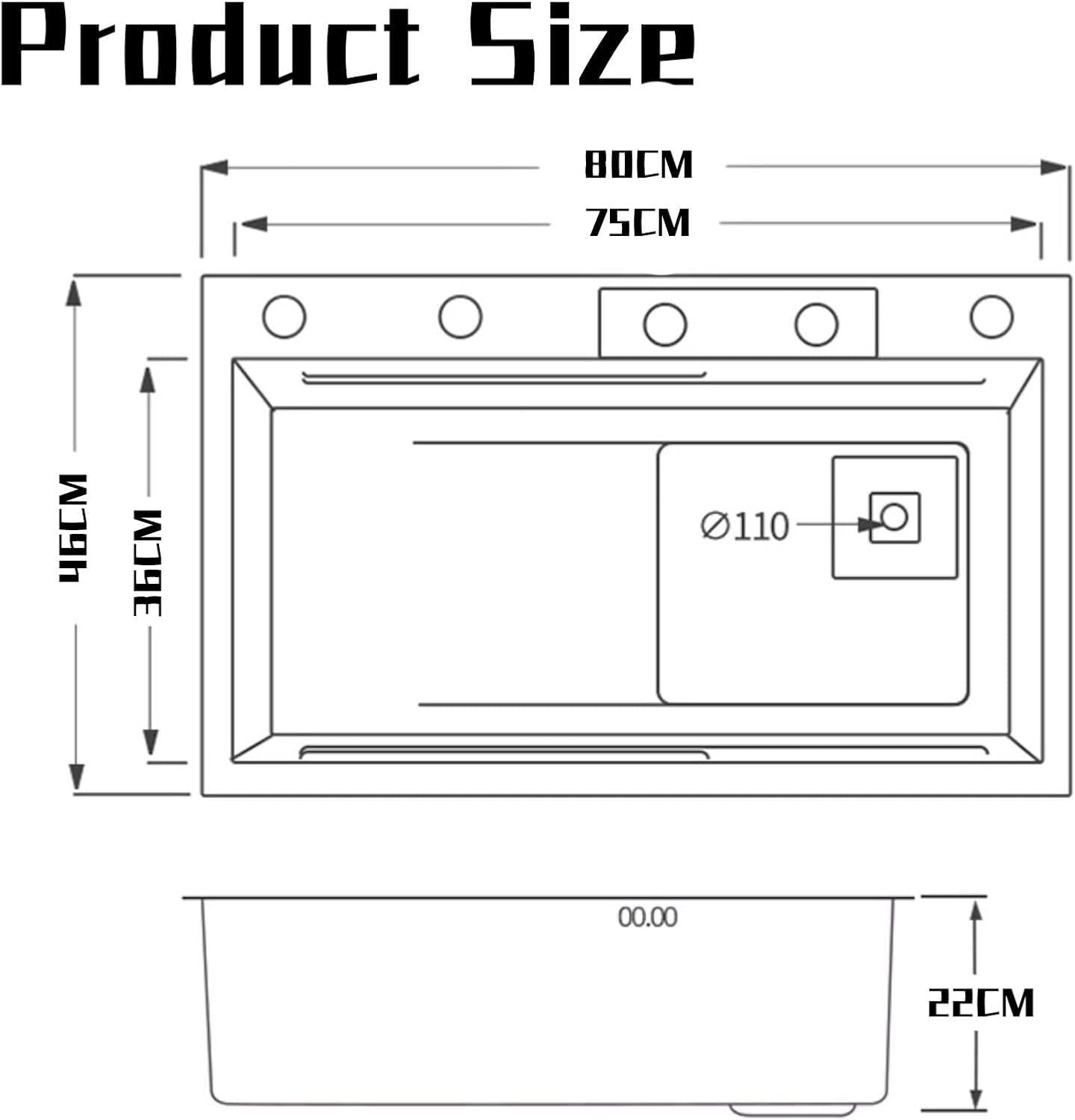 Wodospadowy zlewozmywak kuchenny ze stali nierdzewnej z okuciami i wyświetlaczem temperatury - 80 x 46 cm nowoczesny design dla łatwej instalacji idealny do remontu domu.
