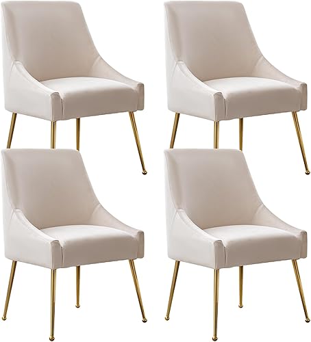 Miniatura 16 de Mid-Century - Juego de 2 sillas de comedor modernas de terciopelo, sillas decorativas tapizadas con mango dorado y patas de metal pulido para