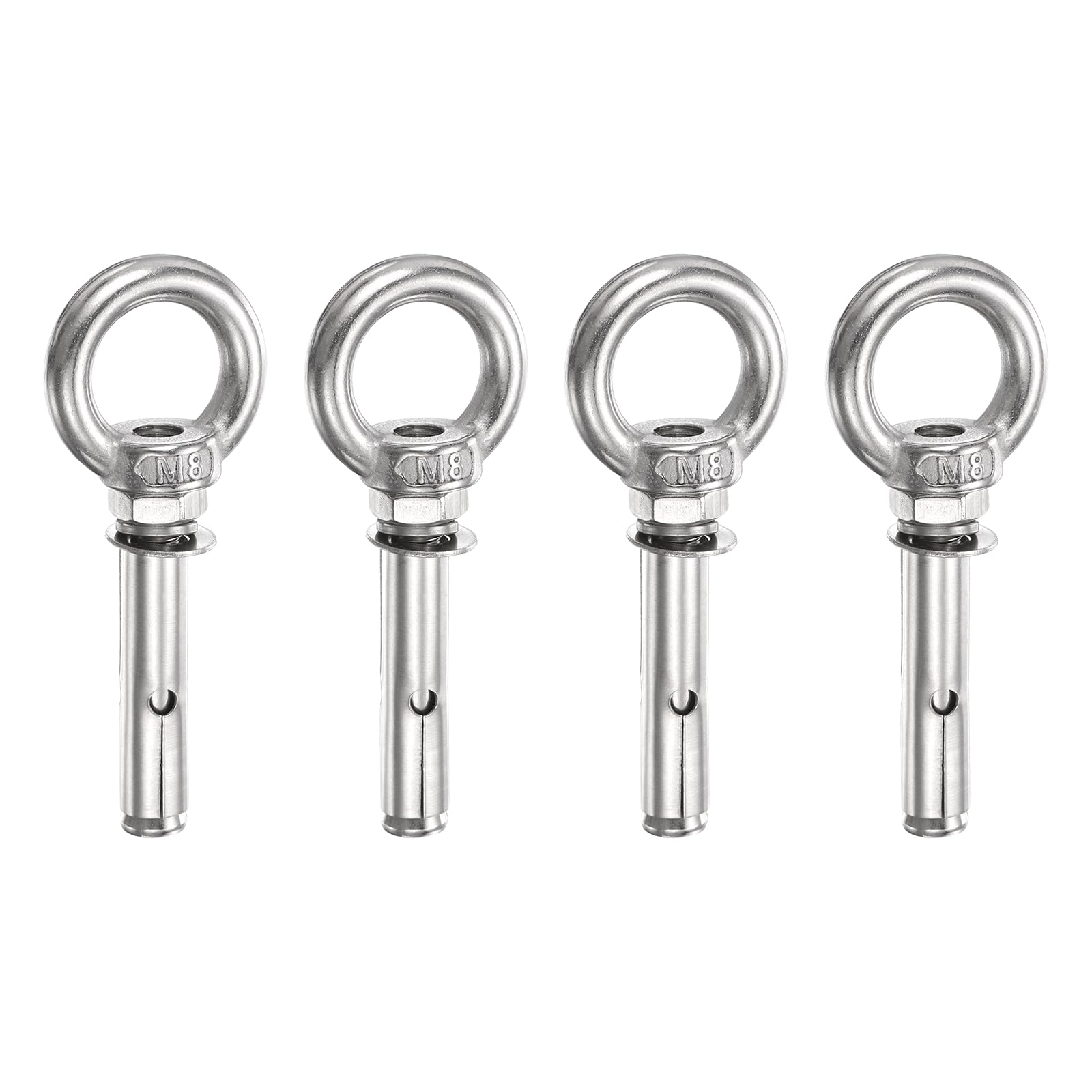 PATIKIL M8x40mm Expansion Lifting Eyebolt, 4 Pcs Stainless Steel Ring Lifting Expansion Bolts Screw Heavy Duty Internal Eye Bolt Fastener with Eye Ring for Concrete Wall Masonry