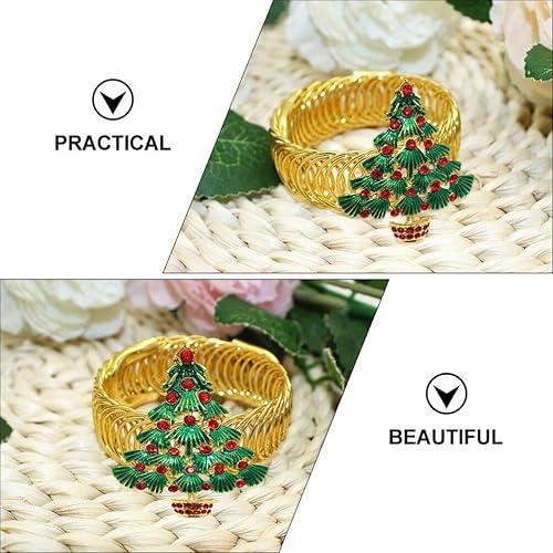 Miniatura 5 de HOMSFOU 2 alzapaños de cortina de Navidad con hebilla de árbol de Navidad con diamantes de imitación de metal para cortinas de Navidad, lazos de