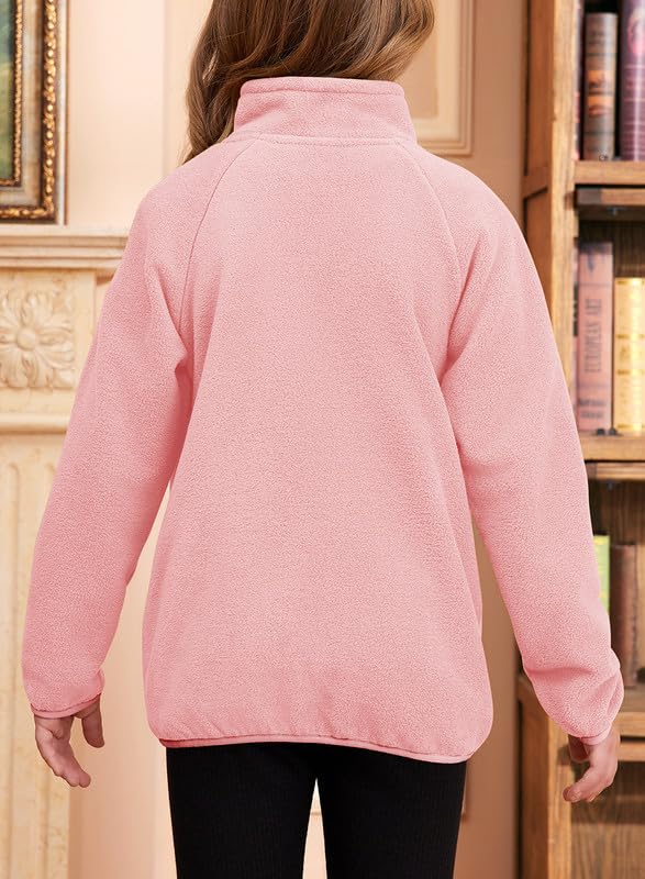 Girls Fleece Jacket Full Zip Fall Winter Soft Sherpa Coat Outwear with Pockets Size 6-15 Years3