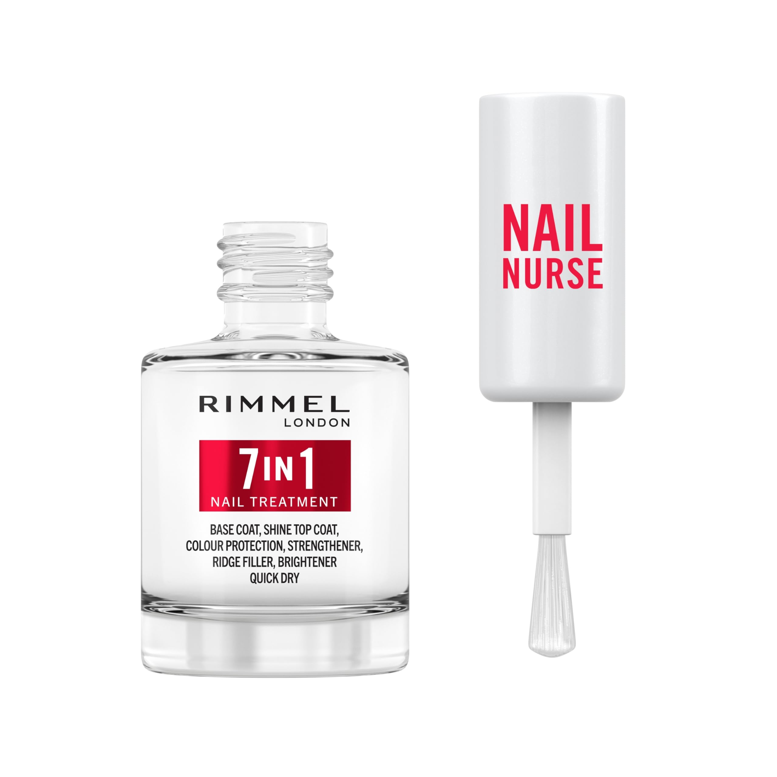 Rimmel London, Nail Care Base & Top coat 7 in 1, Rinforza, Leviga e Protegge il Colore, Formula Vegana ad Asciugatura Rapida, 12ml