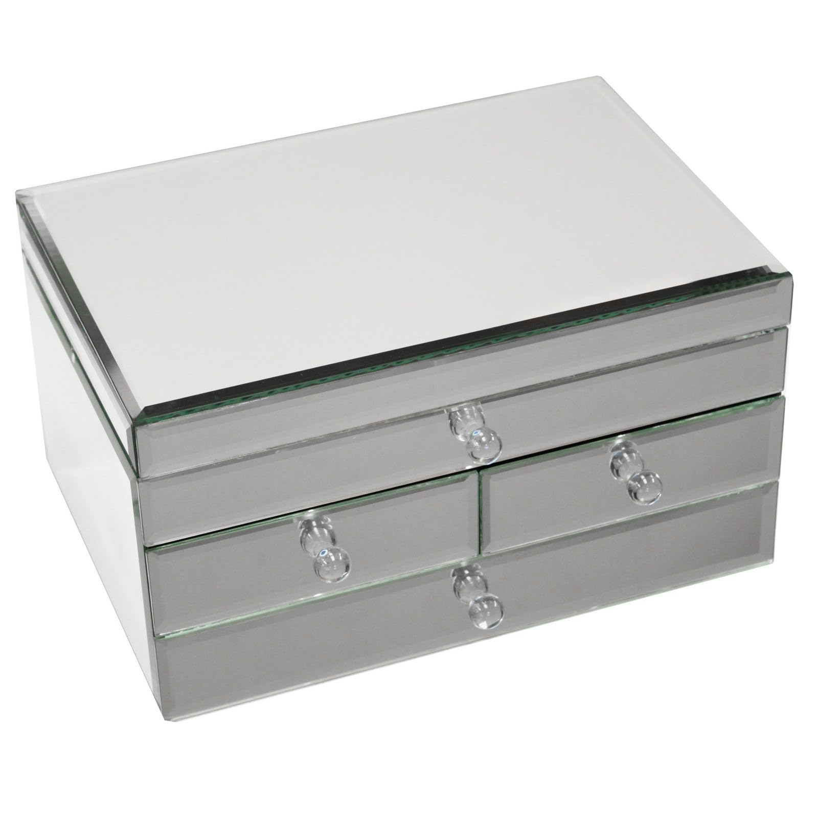 Urban Designs Legacy Mirrored Glass 3 Drawer Jewelry Box - Silver