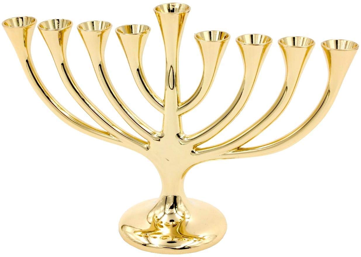 Meir Cohen Hanukkah Menorah with 9 Branches, 15cm, Gold