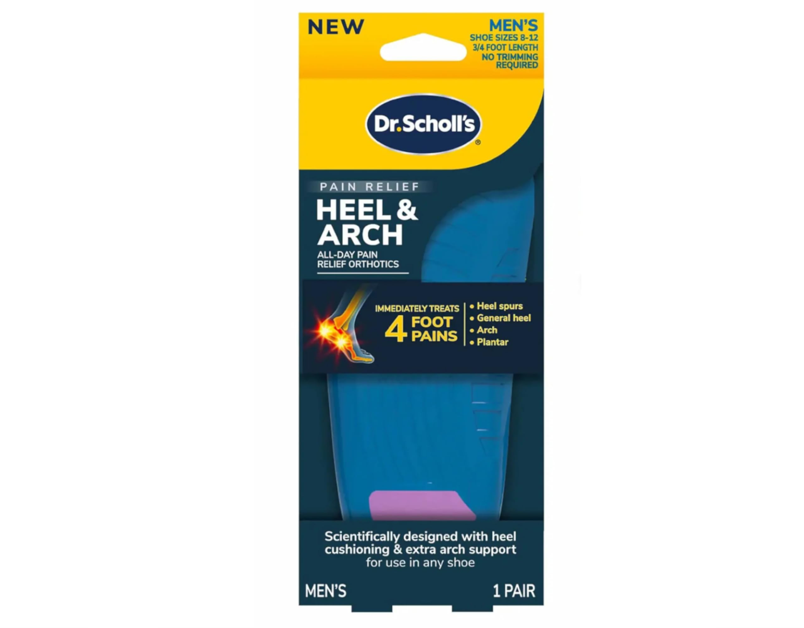 HEEL Pain Relief Orthotics // Clinically Proven to Relieve Plantar Fasciitis, Heel Spurs and General Heel Aggravation (for Men's 8-12, also available for Women's 5-12)