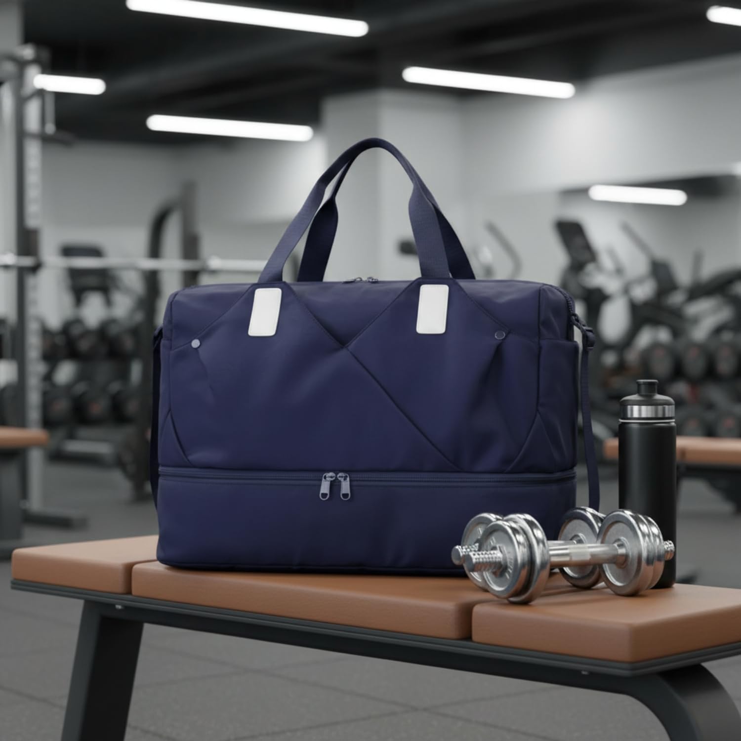 Handcuffs Duffle Bag for Men & Women | Waterproof Gym Bag with Shoe Compartment, Adjustable Shoulder Strap & Wet Pockets | Travel | Workout | Overnight & Weekend Duffel Bags | Trolley Sleeves (Navy) 1