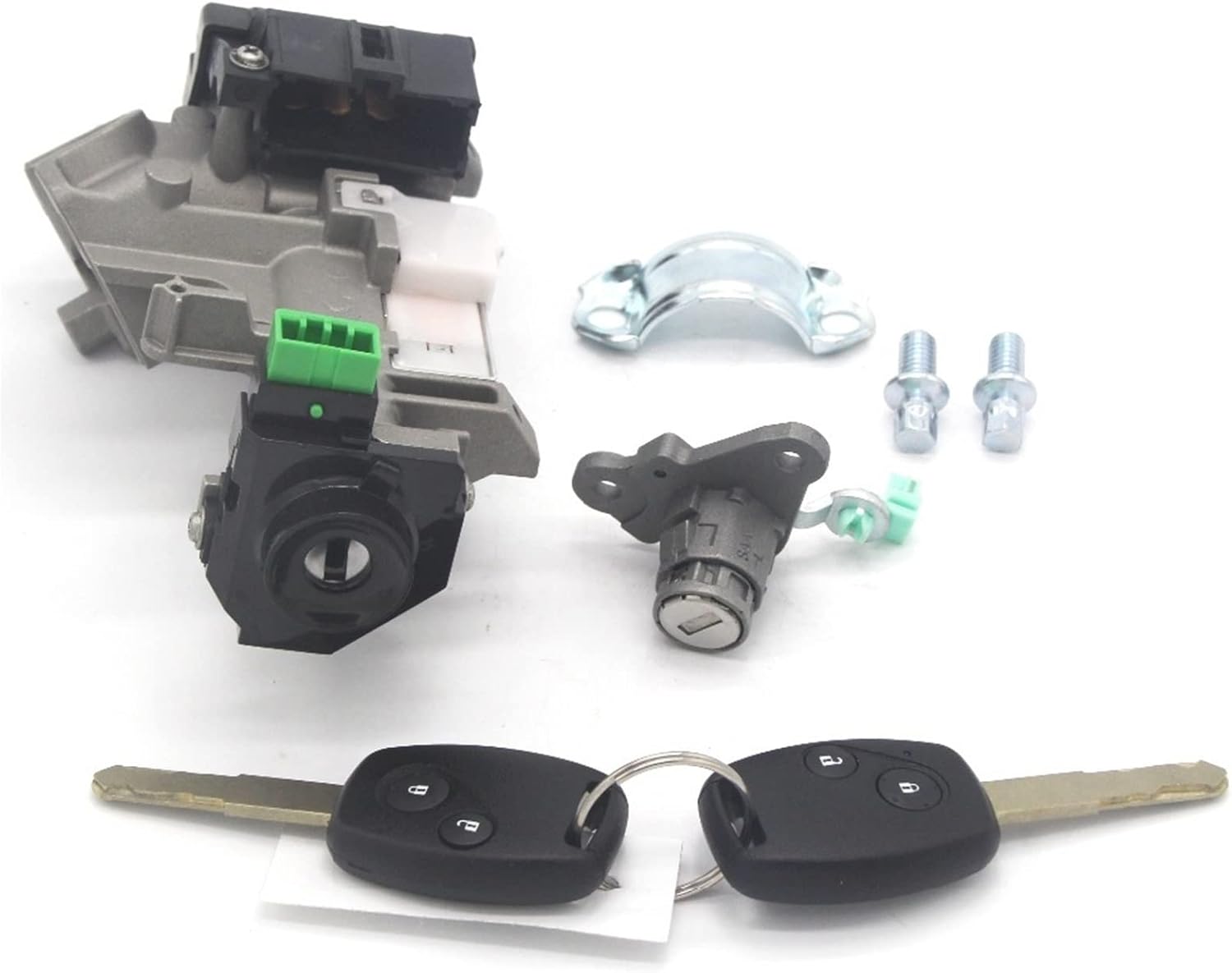 QASULER コンプリートロックセットイグニッションスイッチドアロックバレルトランス 48 チップ付き 2 キー 2005-200