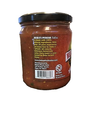 Miniatura 8 de Beba's Pfresh Salsa - Tomate caliente- Auténtica salsa mexicana hecha fresca en Texas, Estados Unidos- Todos los ingredientes locales naturales - Go