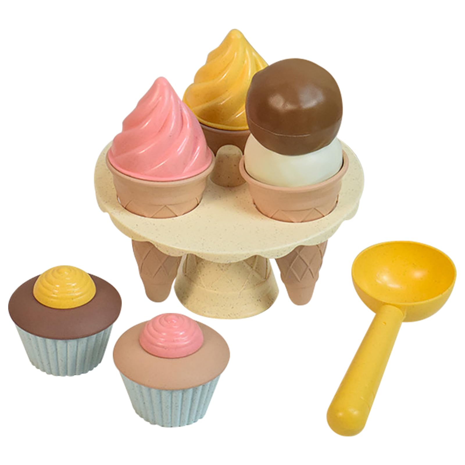 CutitiUU 7 Piezas Heladeria Juguetes Playa,Discos de Paja Helados Juguetes de Playa,Juguetes de Playa,Random Color,Juguetes de Playa al Aire Libre,Conos de Helado,Juguetes Arena Juegos de Playa