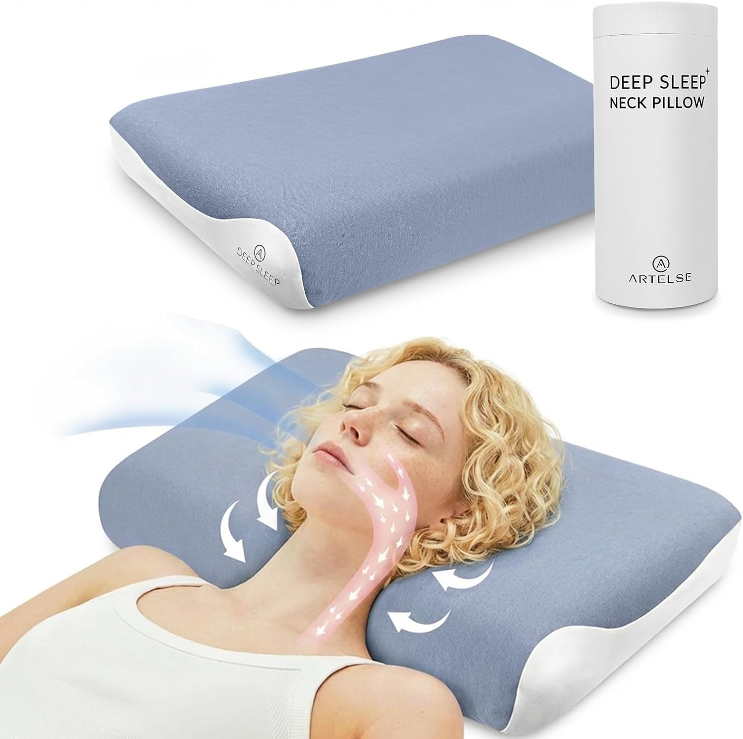 Mellow Sleep Pillow for Side & Back Sleepers - Cervical Neck Pillows for Neck Support & Shoulder Pain Relief, Ice Silk Pillowcase, Eco Friendly & Durable Material