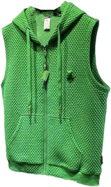 Men's Vest Summer Hooded Sweatshirt Sleeveless T-shirt Sports Solid Zipper Pockets Drawstring Sweater Tops