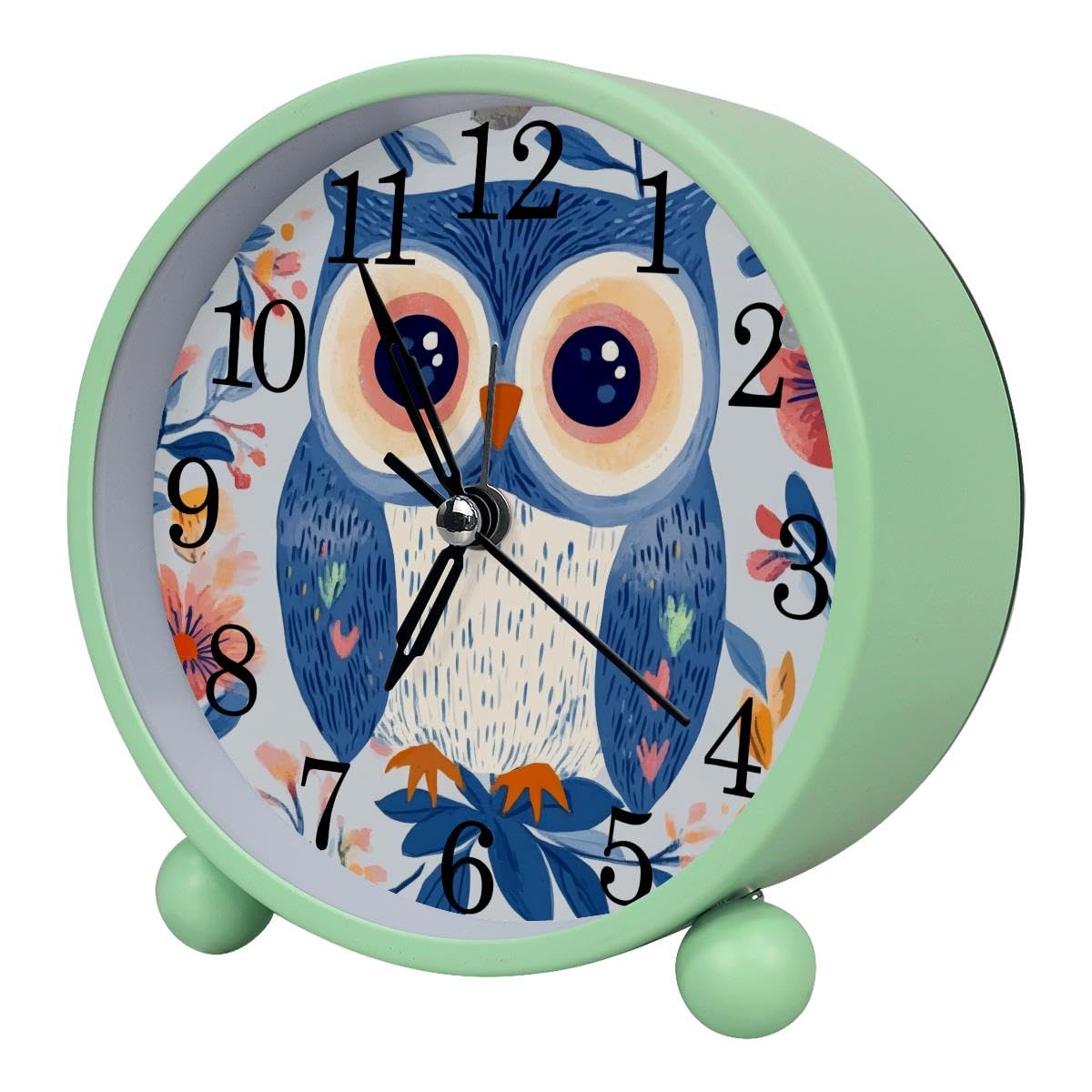 Luoweisi Alarm Clock Owl Flower, Silent Non-Ticking with Night Light