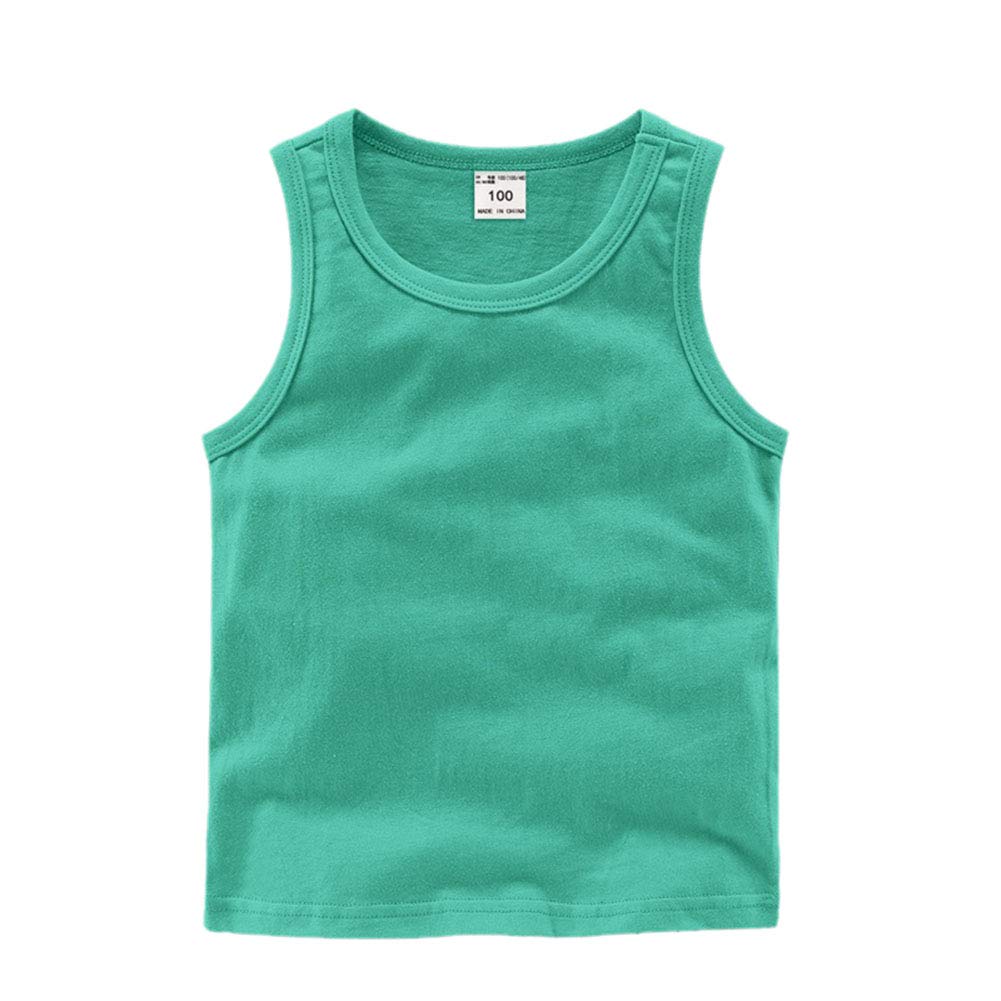 DCUTERQ niño bebé niños niñas sólido Tanque Tops Camisetas Camisetas algodón Verano Chaleco sin Mangas Verde 12-18 Meses
