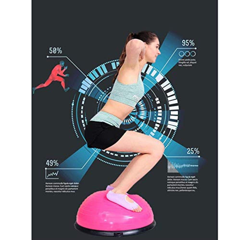 Balance Trainer，Yoga-Ball, Halbes Yoga Übung Ball Balance Trainer Fitness Pilates Krafttraining Workout Gym Kernkraft Bauchmuskeln Beweglichkeit Traine Mit Fußpumpe,Blue