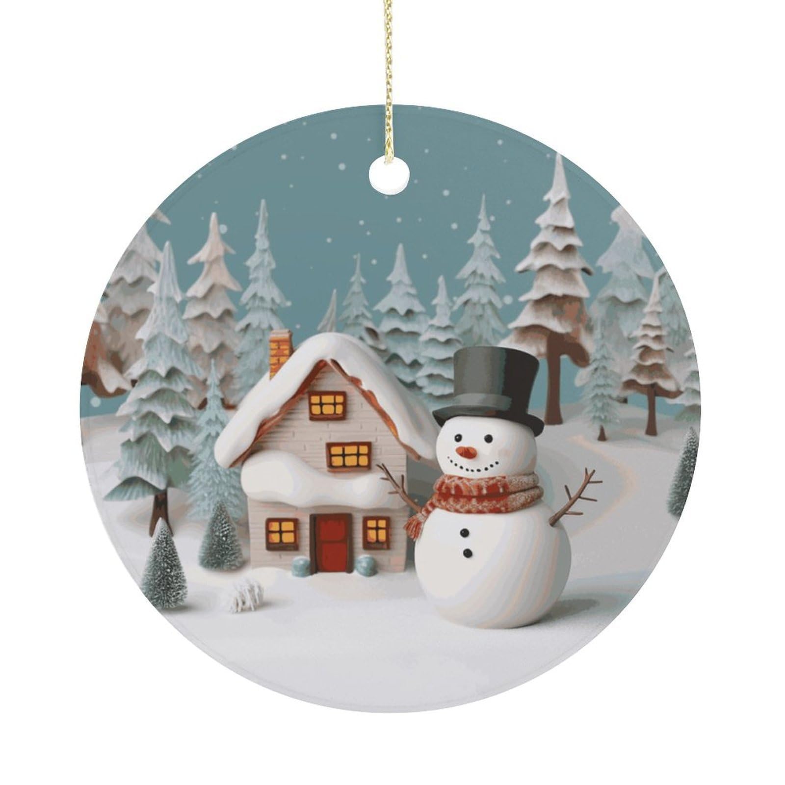 Adfgyerh Women's Style Snowman And Village Hanging Ceramic Ornaments, Christmas Tree Decorations, Funny Home Decor Gifts For Sisters & Work Best Friends