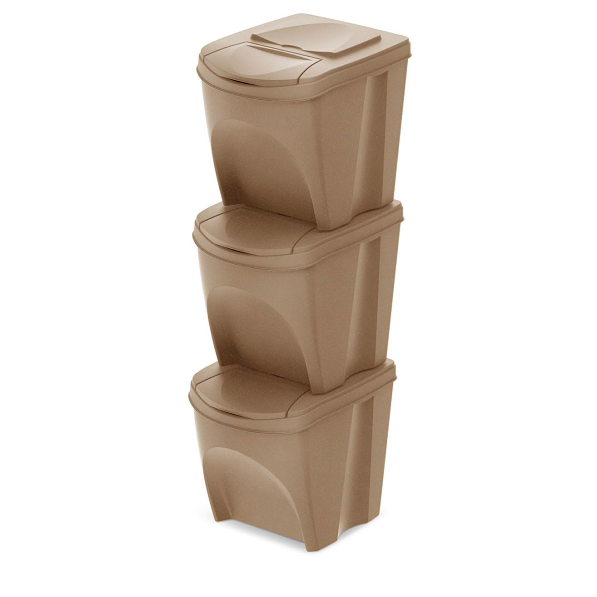 KEDEN Sortibox Lot de 3 poubelles pour le recyclage avec rabat 25L chacun 39x29x45 cm
