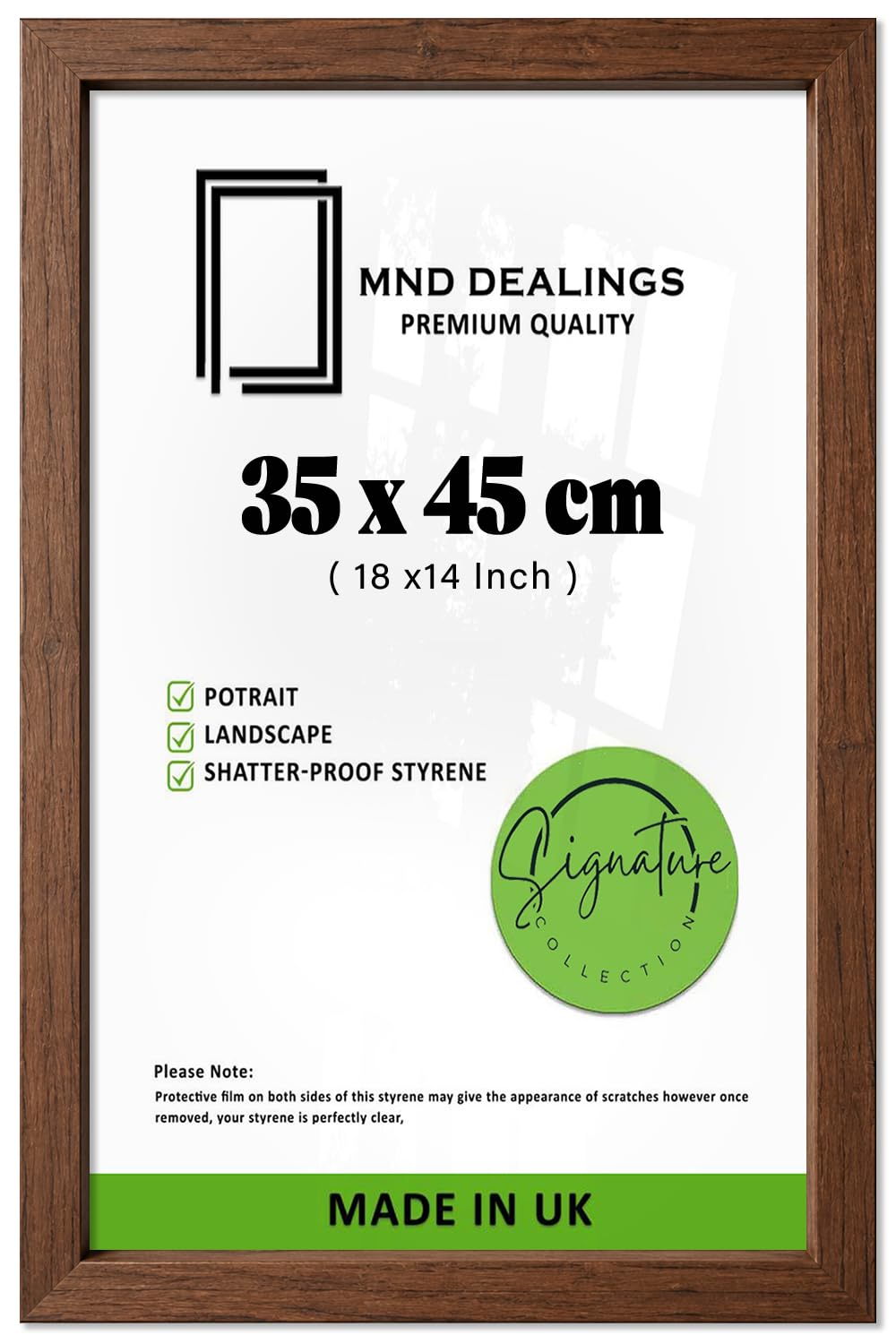 MND Dealings — Premium Engineered Wood Wall Gallery Frame (35 X 45 CM) | Ideal Livingroom Wall Decor 18 X 14 Inch Art Display With Dark Oak Finish For Photographs Prints Posters And Memorabilia — image 1