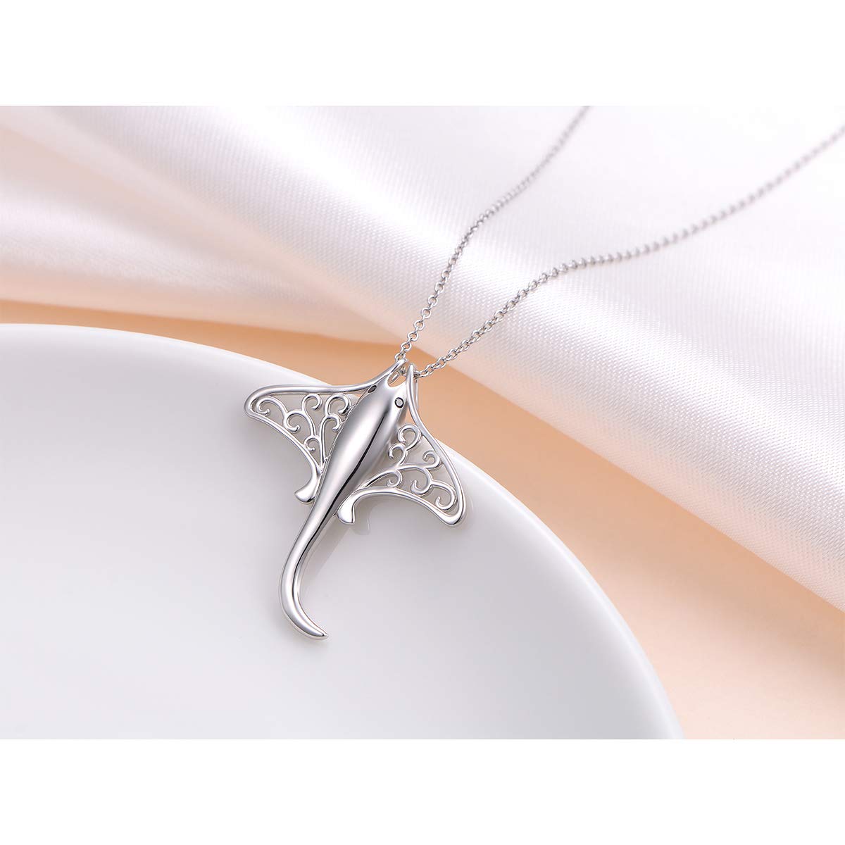 DAOCHONG Rochenhalskette aus 925er-Sterlingsilber, Meerestier, Mantarochen-Anhänger, Halskette, Schmuck für Damen, Teenager, Mädchen, Herren