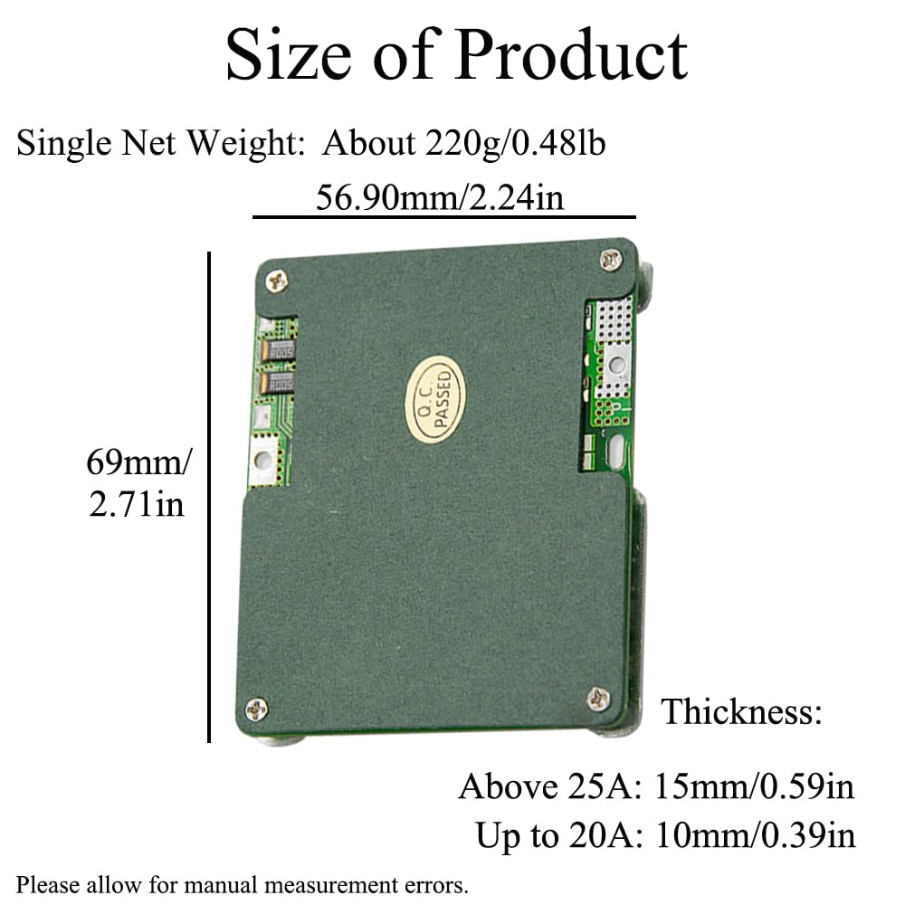 2 placas de protección de batería de la serie 8, módulo de protección BMS, placa de protección de batería de litio, adecuada para batería de fosfato de hierro y litio, serie 8, 3.2 V, 25 A, el mismo
