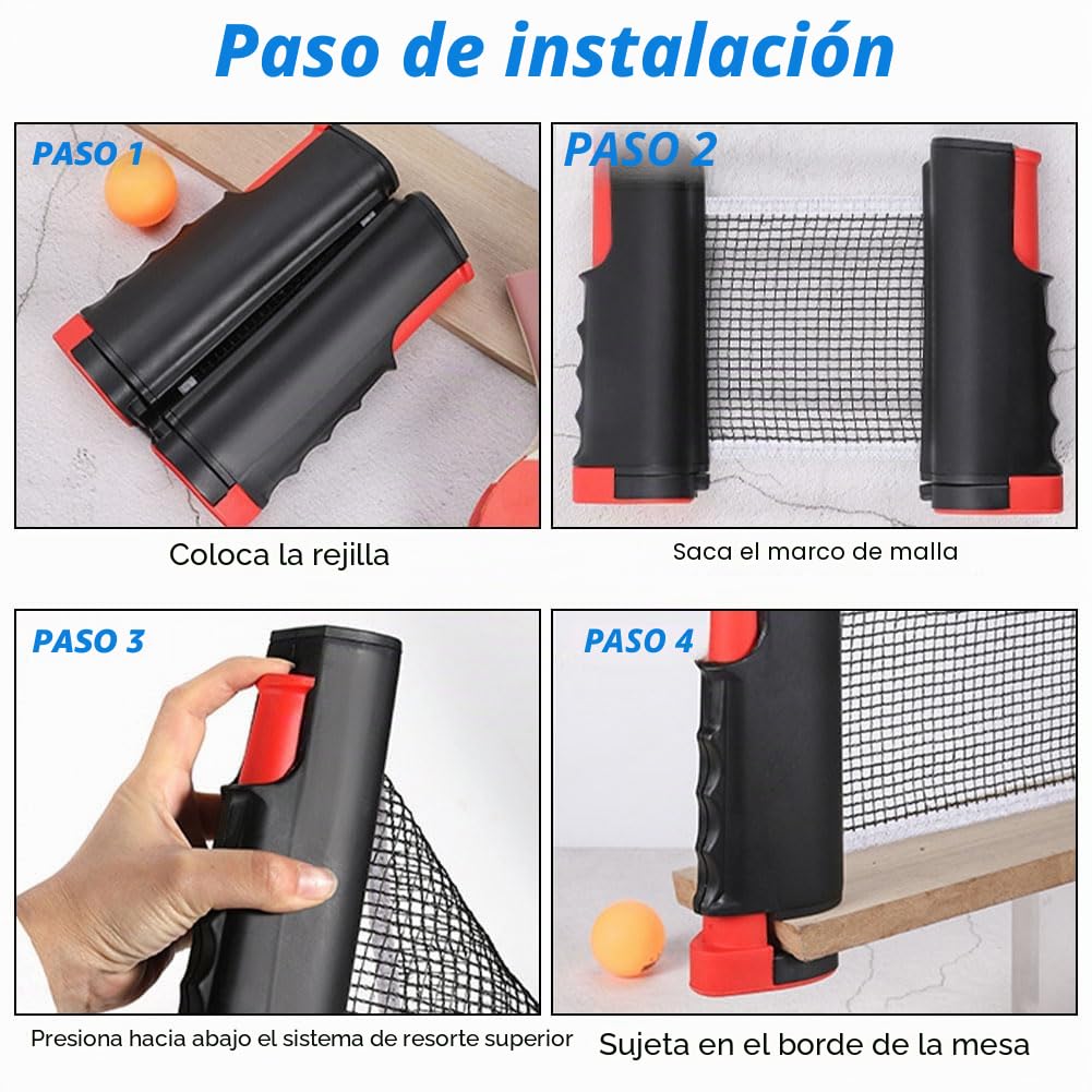 Flintronic Red de Ping Pong Retráctil, Soporte Telescópico Portátil, Longitud Ajustable