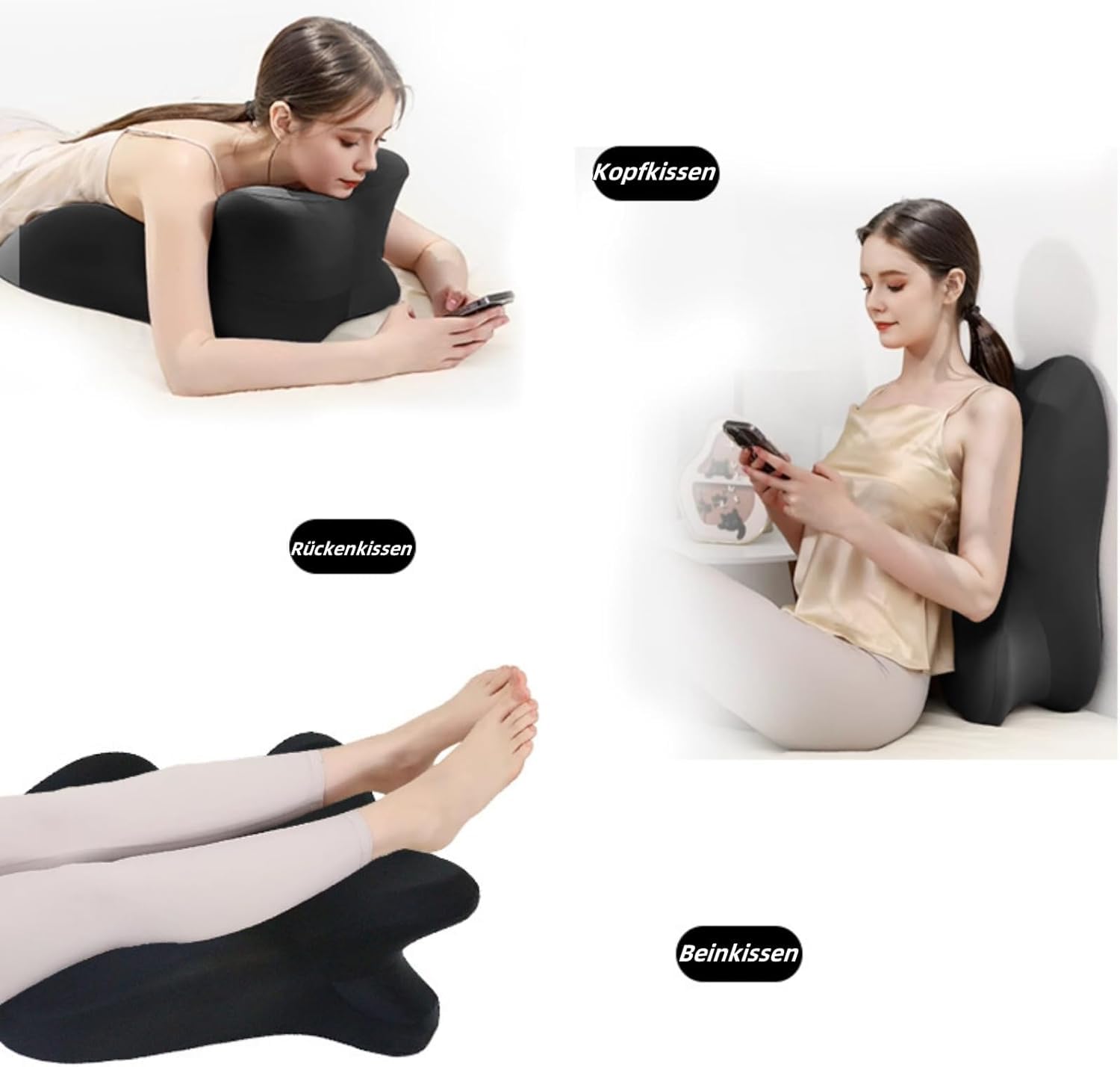 Générique Oreiller de Couple for l'intimité et Le Soutien - Cale en Mousse à mémoire de Forme à 27° - Position Parfaite instantanément,Confort Multi-Positions for s'asseoir, s'allonger, au lit (Noir)