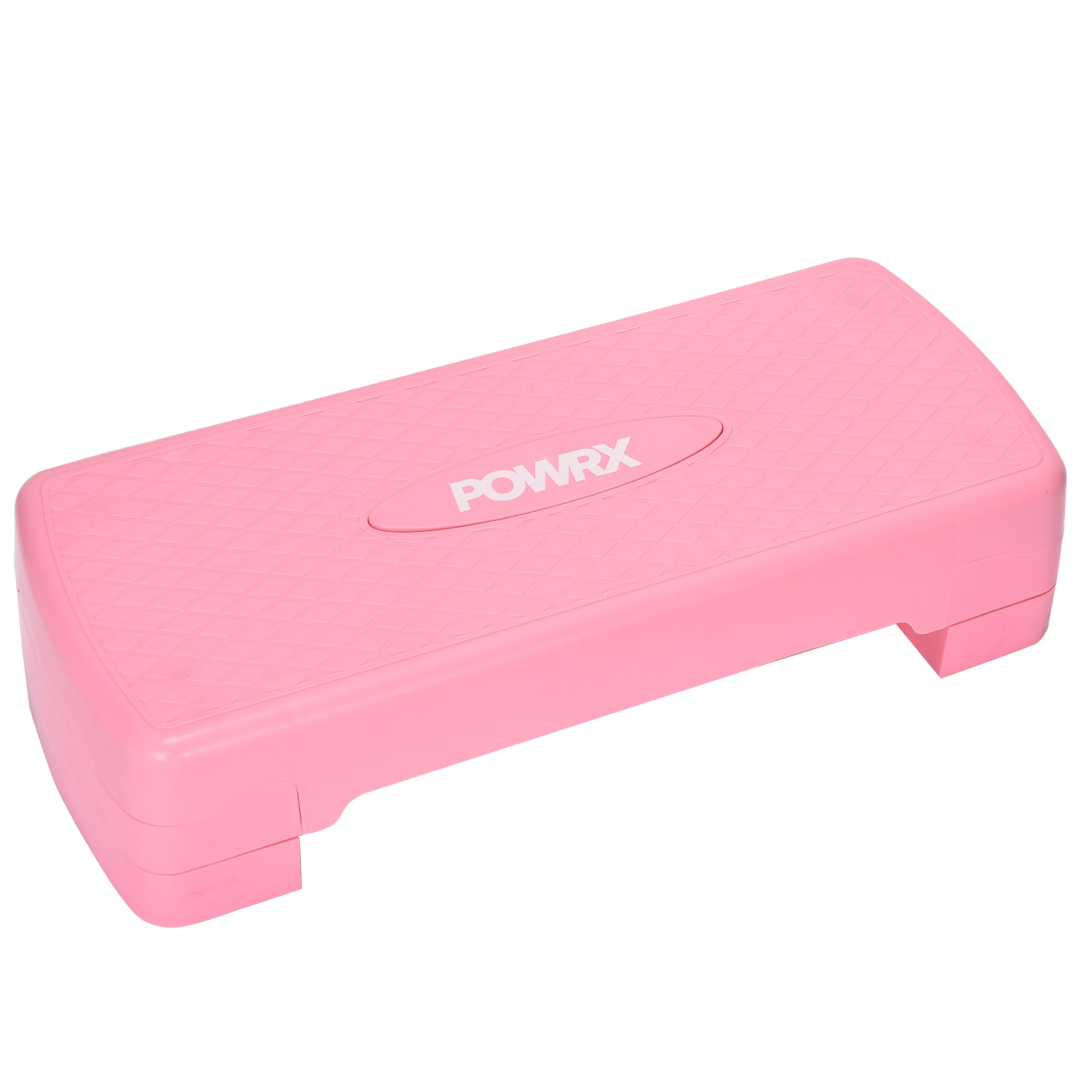POWRX Step Board d'aérobic Step Board - Hauteur réglable - Appareil de fitness pour la maison - Step Aerobic Board avec tapis antidérapant - Convient pour tous les âges - 68 x 28 cm - Rose