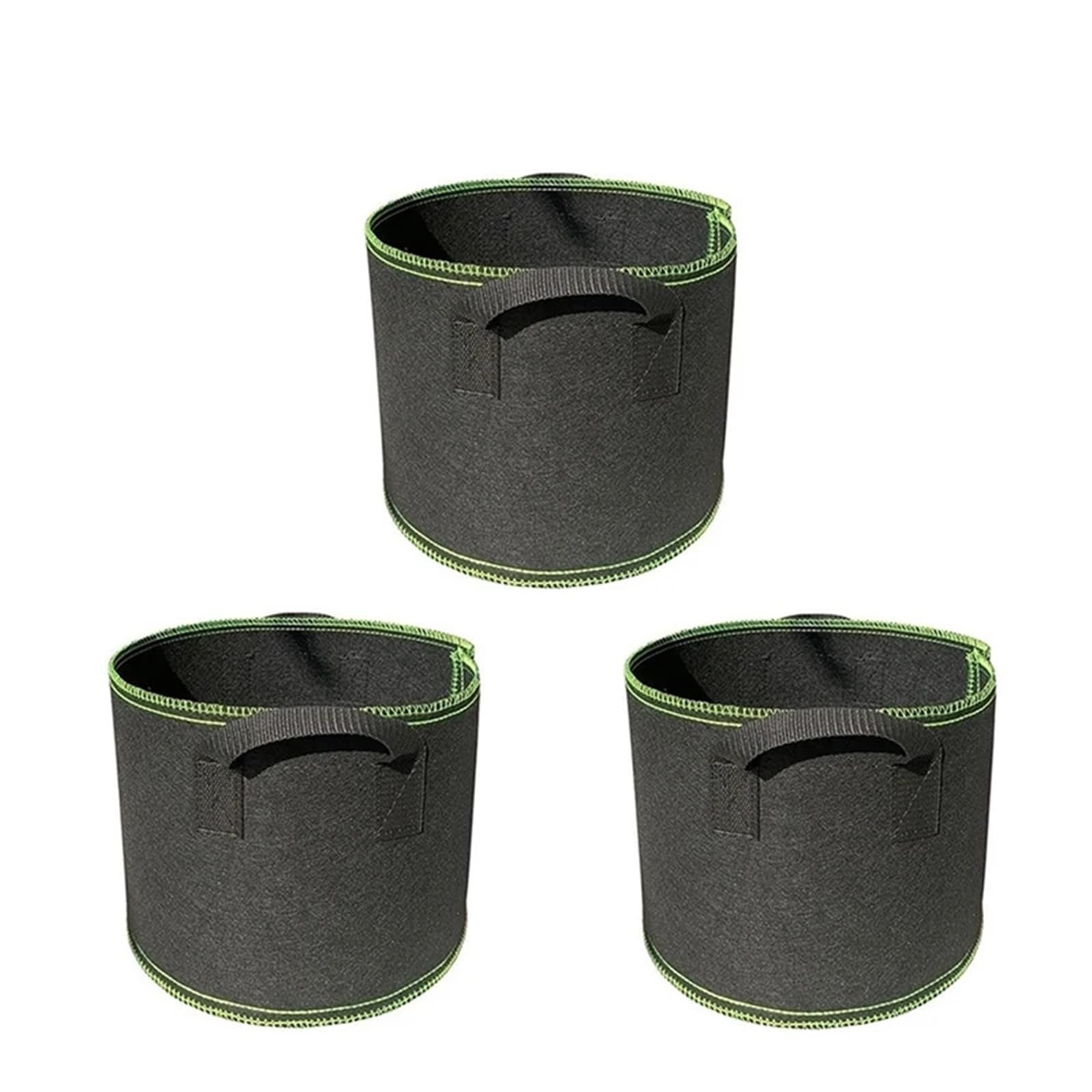 GIYXHU 3Pcs Vegetable/Flower/Plant Grow Bags Thickened Non-Woven Aeration Fabric Pots With Handles for Flowers Vegetables(3PCS Green,3Gallon 25X22cm)