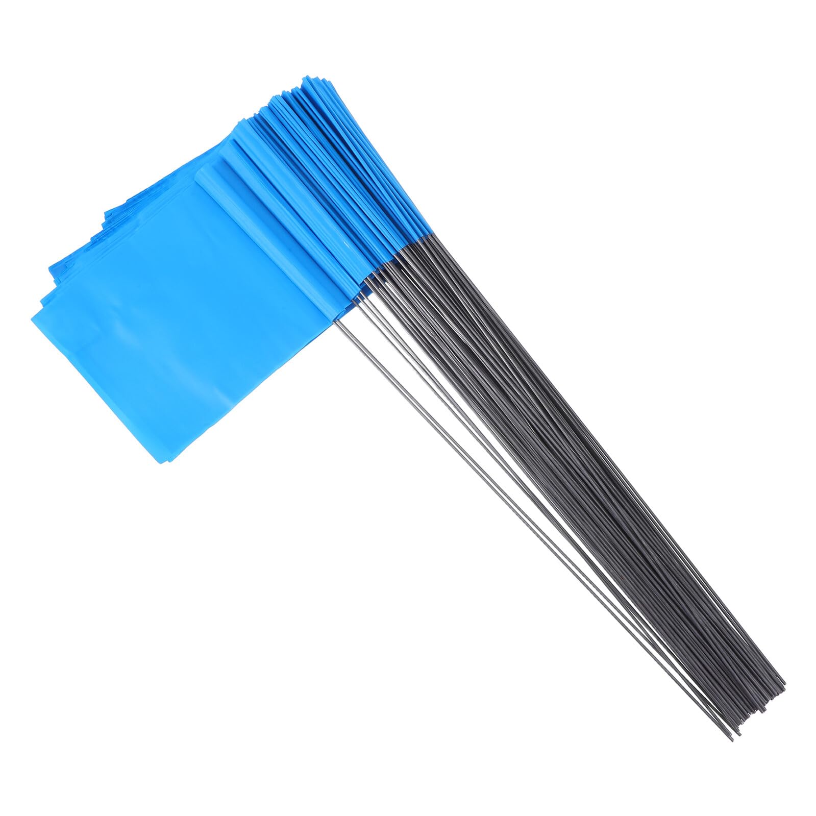 Lote de 100 banderas de señalización azules estacas de alambre de acero banderas de marcado para astillero jardín e riego, paneles de localización y marcado de suelo resistentes