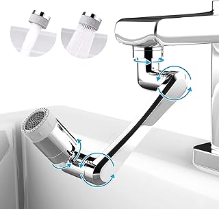 1440° Universal Rotating Faucet Extender, Large-Angle Splash Filter Faucet Aerator with 2 Water Outlet Modes, Four Layers of Filtering, Robotic Arm Water Nozzle Faucet Adaptor for Kitchen Sink