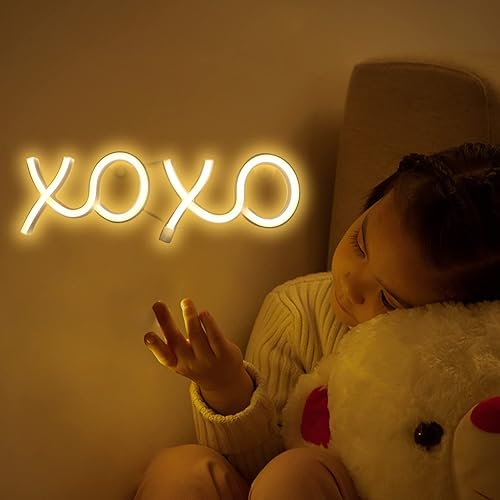 Miniatura 4 de ENUOLI XOXO - Letreros de luces de neón, decoración de pared LED, luz de neón blanca cálida para habitación, USB o batería, letreros de neón LED