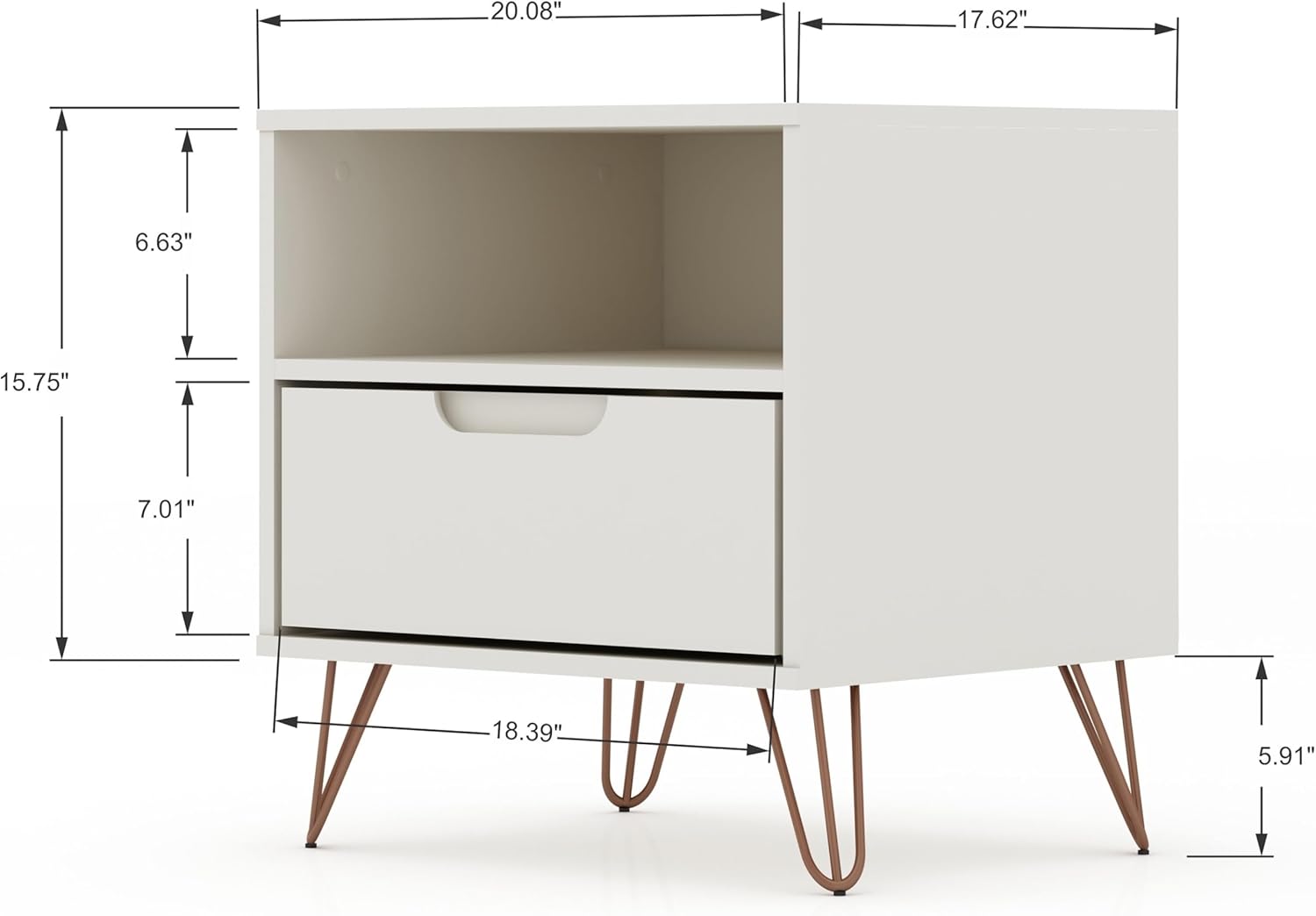 Set of 2 Gray Wood Nightstands with Hairpin Legs
