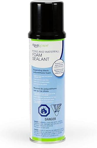 Aquascape Sellador de espuma para estanque y cascada, espuma en aerosol de poliuretano negro para huecos de rocas y control de flujo de agua, 12