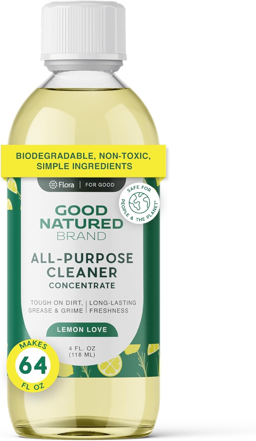 Good Natured Brand All-Purpose Cleaner Concentrate | Multi-Surface Cleaner | Natural Lemon Essential Oil | Multipurpose Cleaner Concentrate All Surfaces | Lemon Love | 4oz makes 64oz Good Natured Brand All-Purpose Cleaner Concentrate | Multi-Surface Cleaner | Natural Lemon Essential Oil | Multipurpose Cleaner Concentrate All Surfaces | Lemon Love | 4oz makes 64oz